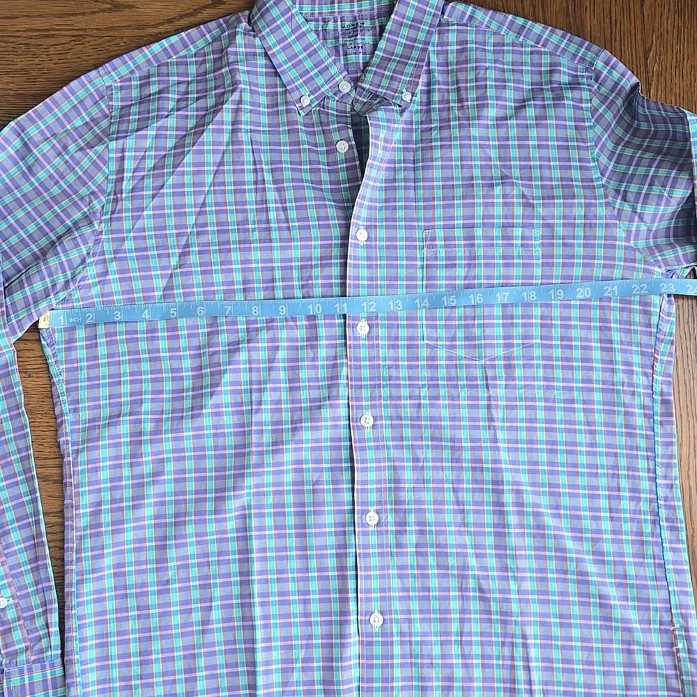 J. Crew Shirt Light Weight Plaid Long Sleeve L Slim Fit 36.5/37 100% Cotton